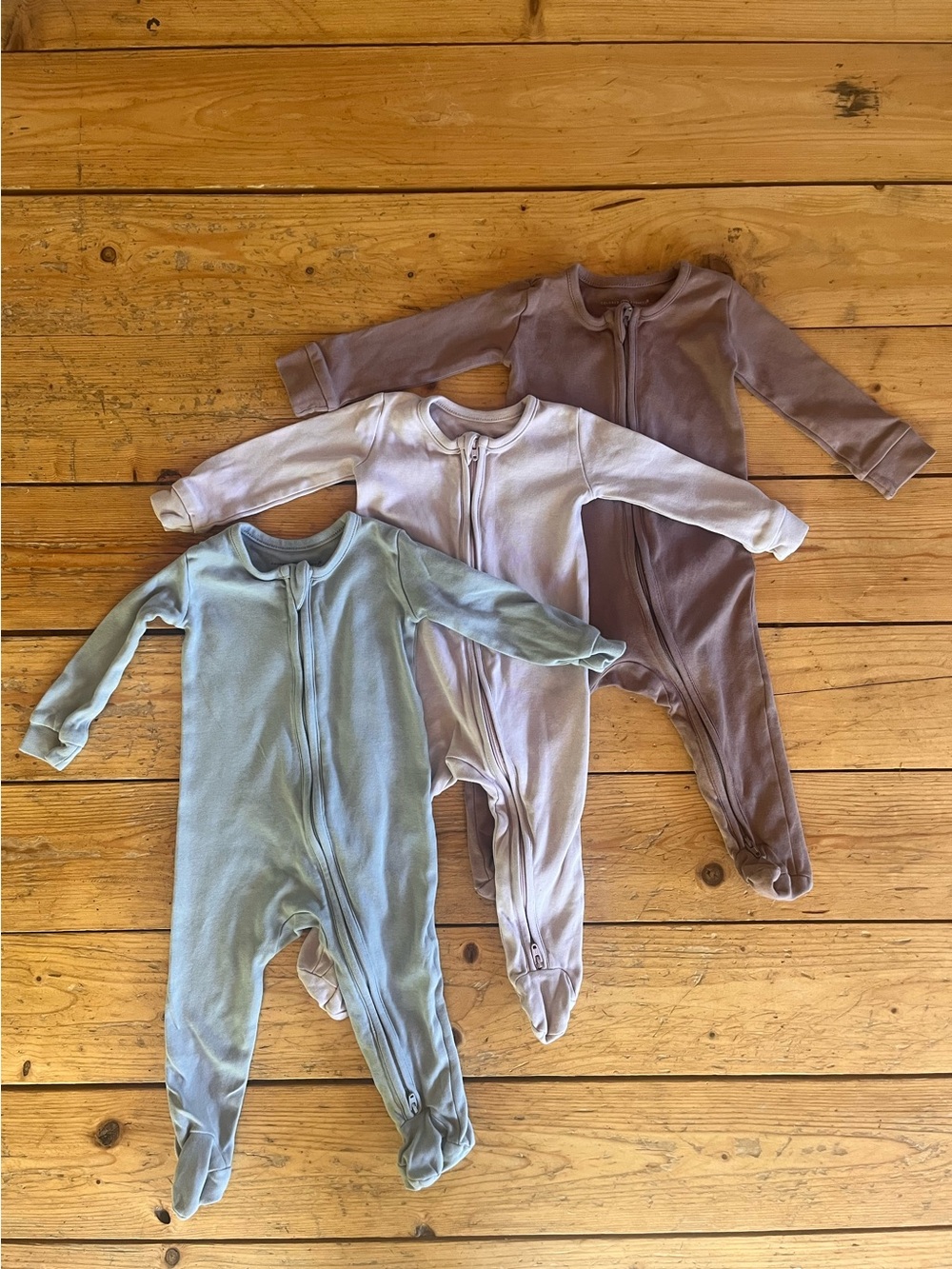 Colored Organics 3-6m footed onesie bundle